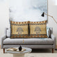 Aker Ancient Egyptian Pillow Cover with Hieroglyphic Pattern, Pyramid Symbol, and Twin Lion Guardians Motif - African Pride