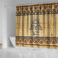 Aker Ancient Egyptian Shower Curtain with Hieroglyphic Pattern, Pyramid Symbol, and Twin Lion Guardians Motif - African Pride