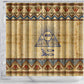 Aker Ancient Egyptian Shower Curtain with Hieroglyphic Pattern, Pyramid Symbol, and Twin Lion Guardians Motif - African Pride