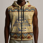 Aker Ancient Egyptian Sleeveless Zip Hoodie with Hieroglyphic Pattern, Pyramid Symbol, and Twin Lion Guardians Motif - African Pride