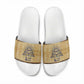 Aker Ancient Egyptian Slide Sandals with Hieroglyphic Pattern, Pyramid Symbol, and Twin Lion Guardians Motif - African Pride