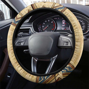 Aker Ancient Egyptian Steering Wheel Cover with Hieroglyphic Pattern, Pyramid Symbol, and Twin Lion Guardians Motif - African Pride