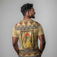 Aker Ancient Egyptian T shirt with Hieroglyphic Pattern, Pyramid Symbol, and Twin Lion Guardians Motif - African Pride