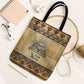 Aker Ancient Egyptian Tote Bag with Hieroglyphic Pattern, Pyramid Symbol, and Twin Lion Guardians Motif - African Pride