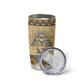 Aker Ancient Egyptian Tumbler Cup with Hieroglyphic Pattern, Pyramid Symbol, and Twin Lion Guardians Motif - African Pride