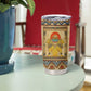 Aker Ancient Egyptian Tumbler Cup with Hieroglyphic Pattern, Pyramid Symbol, and Twin Lion Guardians Motif - African Pride