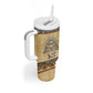 Aker Ancient Egyptian Tumbler With Handle with Hieroglyphic Pattern, Pyramid Symbol, and Twin Lion Guardians Motif - African Pride