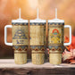Aker Ancient Egyptian Tumbler With Handle with Hieroglyphic Pattern, Pyramid Symbol, and Twin Lion Guardians Motif - African Pride