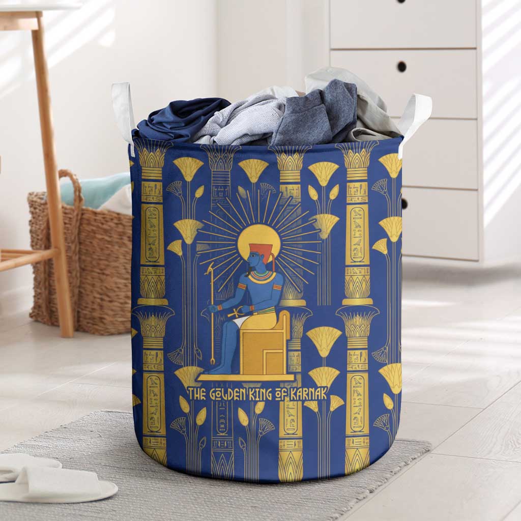 Amun Laundry Basket Ancient Egyptian Hieroglyphic, Pharaoh and Scarab - African Pride