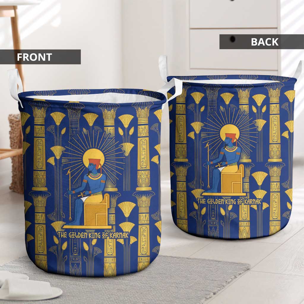 Amun Laundry Basket Ancient Egyptian Hieroglyphic, Pharaoh and Scarab - African Pride