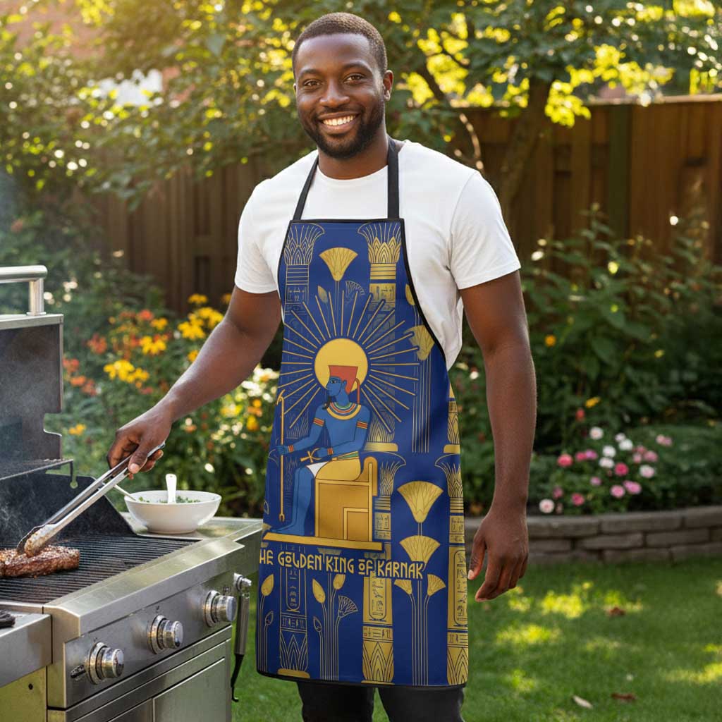 Amun Apron Ancient Egyptian Hieroglyphic, Pharaoh and Scarab - African Pride
