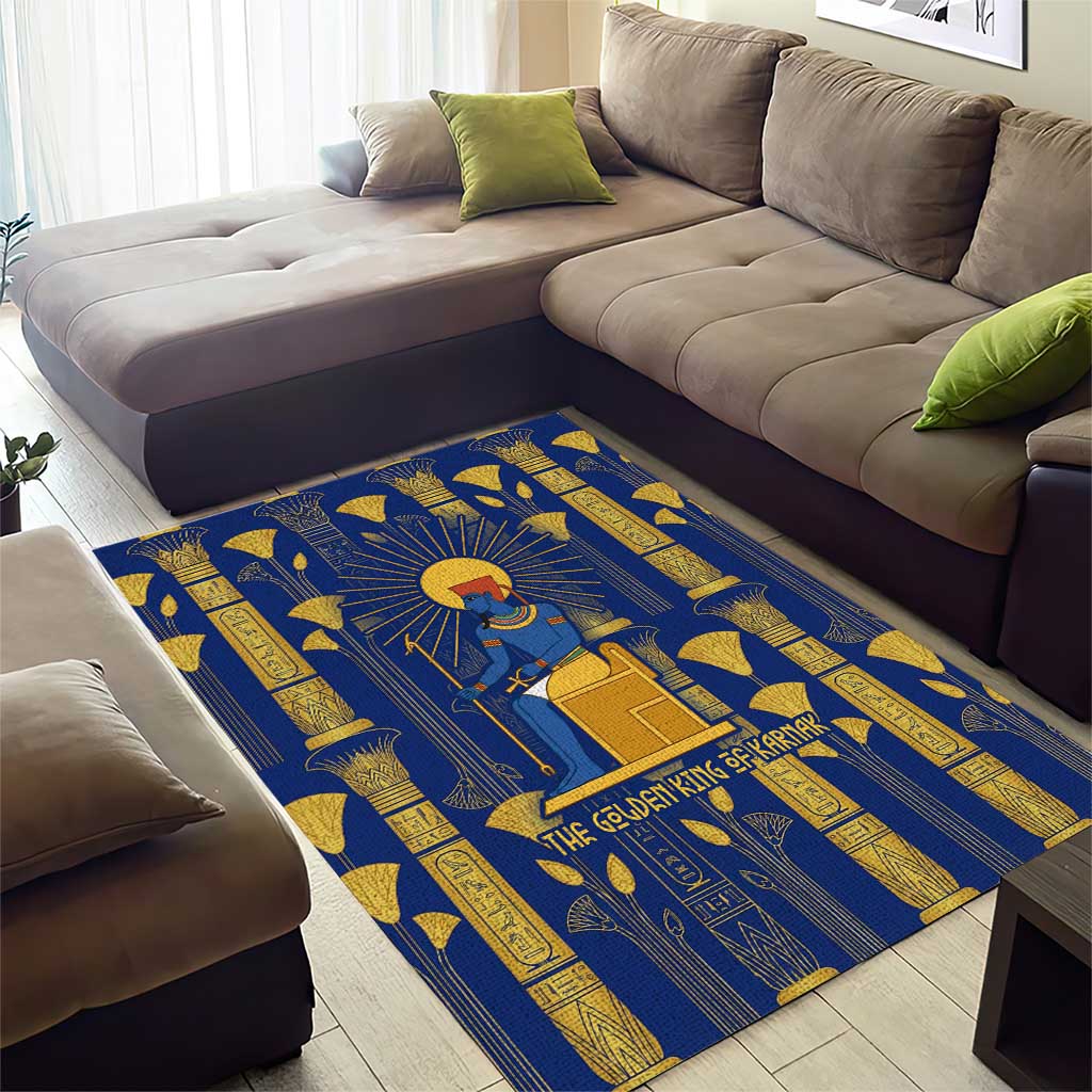Amun Area Rug Ancient Egyptian Hieroglyphic, Pharaoh and Scarab - African Pride