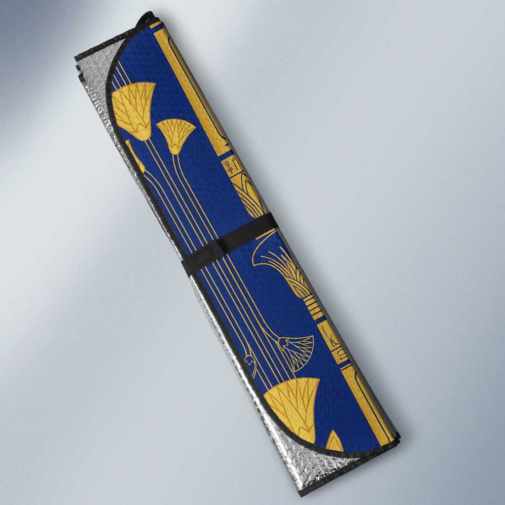 Amun Auto Sun Shade Ancient Egyptian Hieroglyphic, Pharaoh and Scarab - African Pride