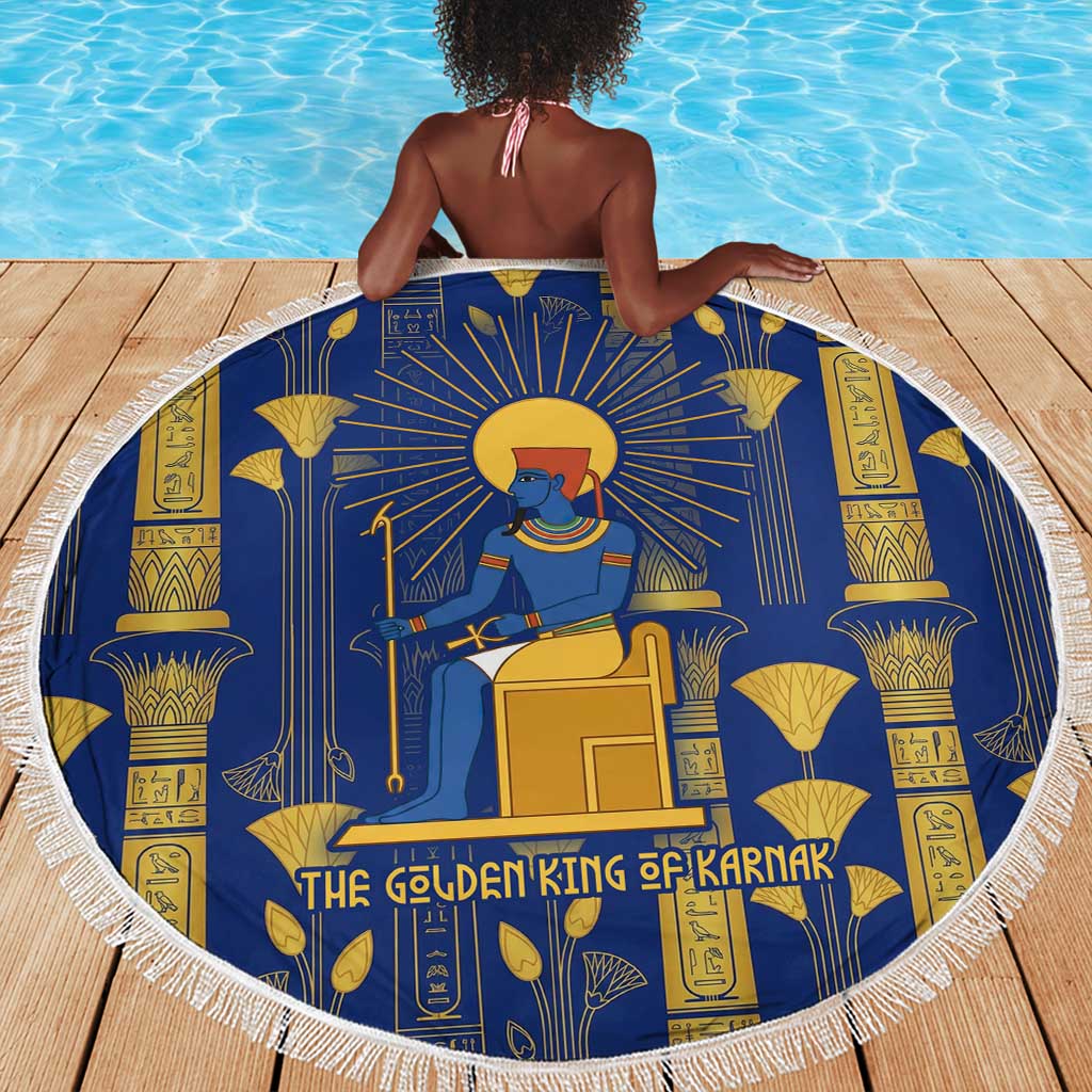 Amun Beach Blanket Ancient Egyptian Hieroglyphic, Pharaoh and Scarab - African Pride