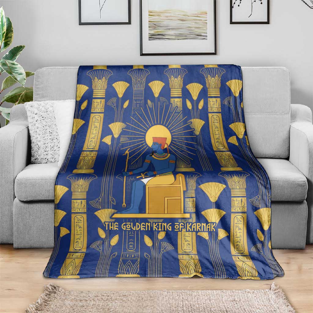Amun Blanket Ancient Egyptian Hieroglyphic, Pharaoh and Scarab - African Pride
