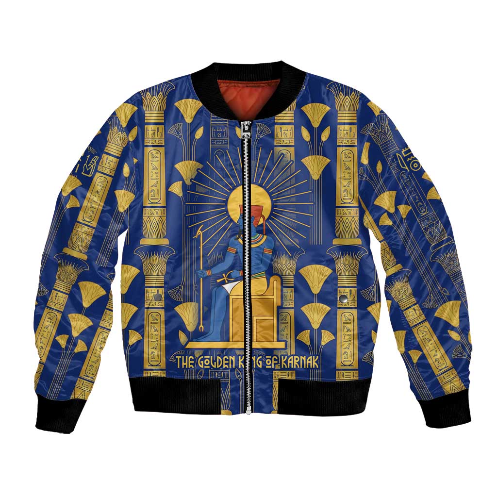 Amun Bomber Jacket Ancient Egyptian Hieroglyphic, Pharaoh and Scarab - African Pride