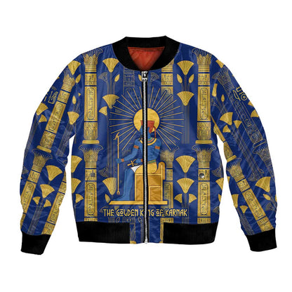 Amun Bomber Jacket Ancient Egyptian Hieroglyphic, Pharaoh and Scarab - African Pride