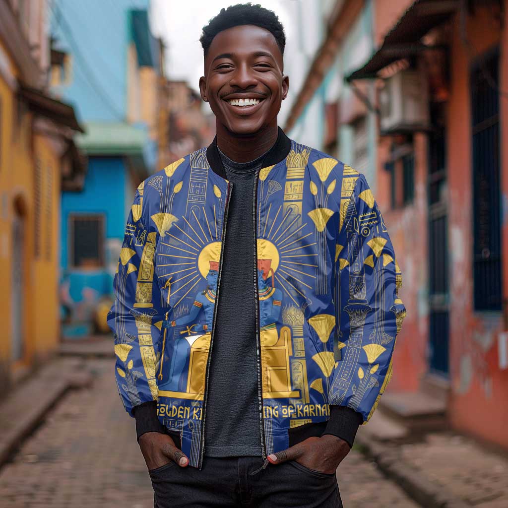 Amun Bomber Jacket Ancient Egyptian Hieroglyphic, Pharaoh and Scarab - African Pride