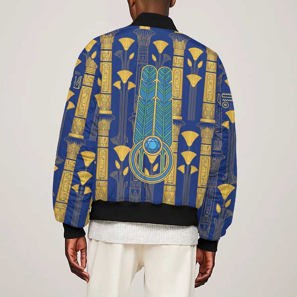 Amun Bomber Jacket Ancient Egyptian Hieroglyphic, Pharaoh and Scarab - African Pride
