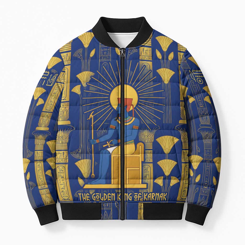 Amun Bomber Puffer Jacket Ancient Egyptian Hieroglyphic, Pharaoh and Scarab - African Pride