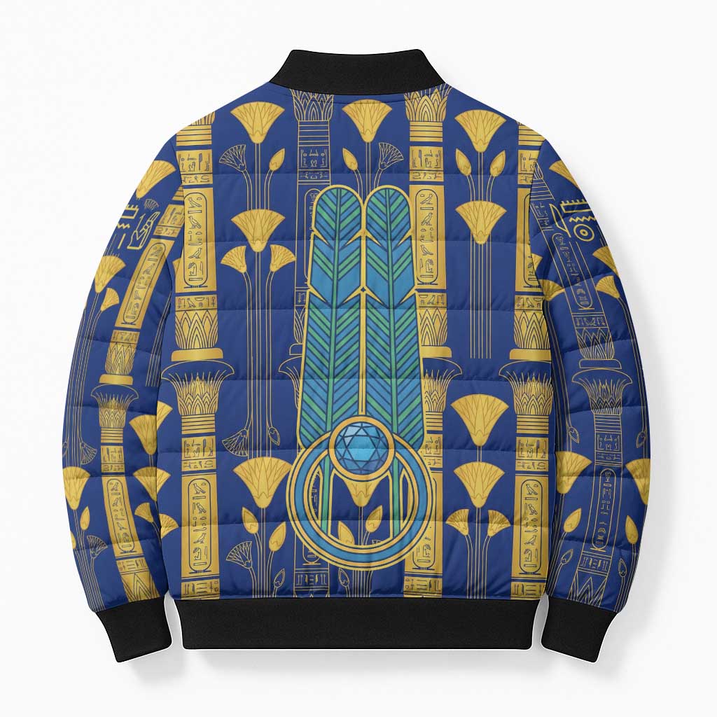 Amun Bomber Puffer Jacket Ancient Egyptian Hieroglyphic, Pharaoh and Scarab - African Pride
