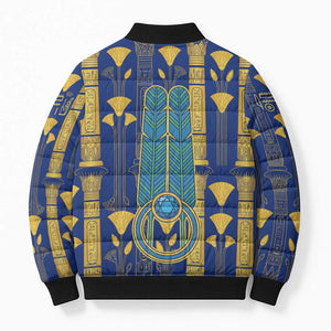 Amun Bomber Puffer Jacket Ancient Egyptian Hieroglyphic, Pharaoh and Scarab - African Pride