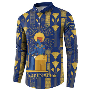 Amun Button Sweatshirt Ancient Egyptian Hieroglyphic, Pharaoh and Scarab