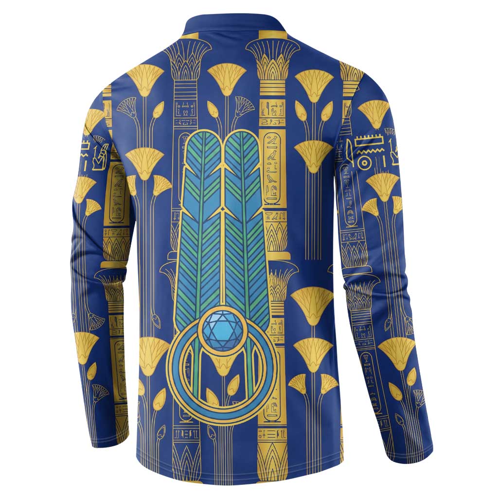 Amun Button Sweatshirt Ancient Egyptian Hieroglyphic, Pharaoh and Scarab