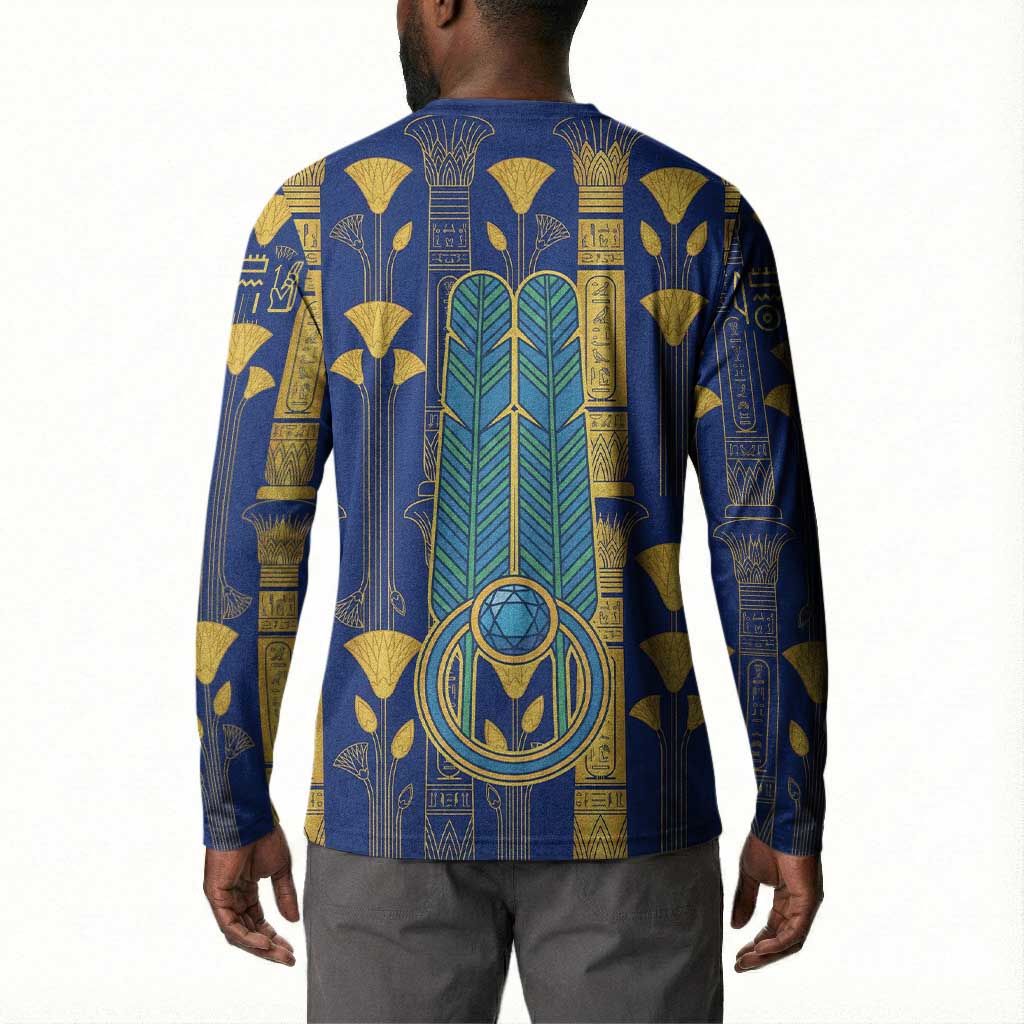Amun Button Sweatshirt Ancient Egyptian Hieroglyphic, Pharaoh and Scarab