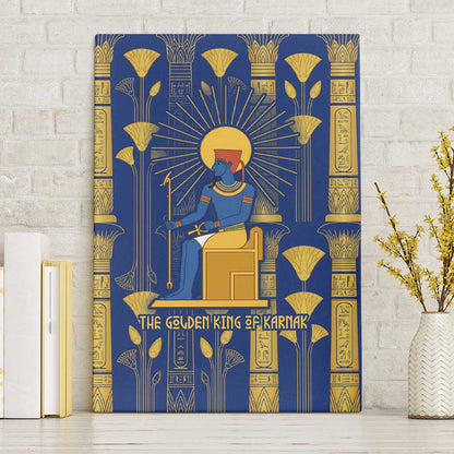 Amun Canvas Wall Art Ancient Egyptian Hieroglyphic, Pharaoh and Scarab - African Pride