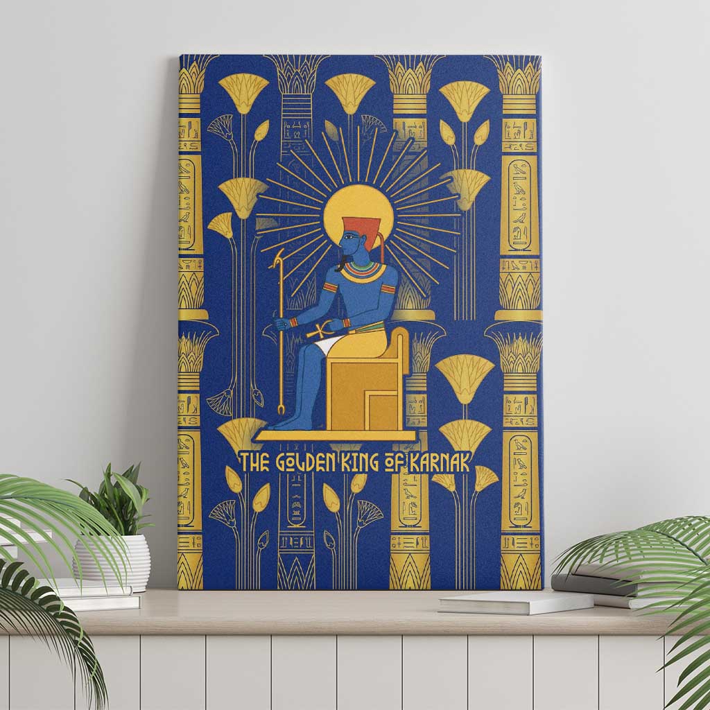 Amun Canvas Wall Art Ancient Egyptian Hieroglyphic, Pharaoh and Scarab - African Pride