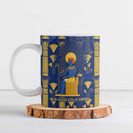 Amun Ceramic Mug Ancient Egyptian Hieroglyphic, Pharaoh and Scarab - African Pride