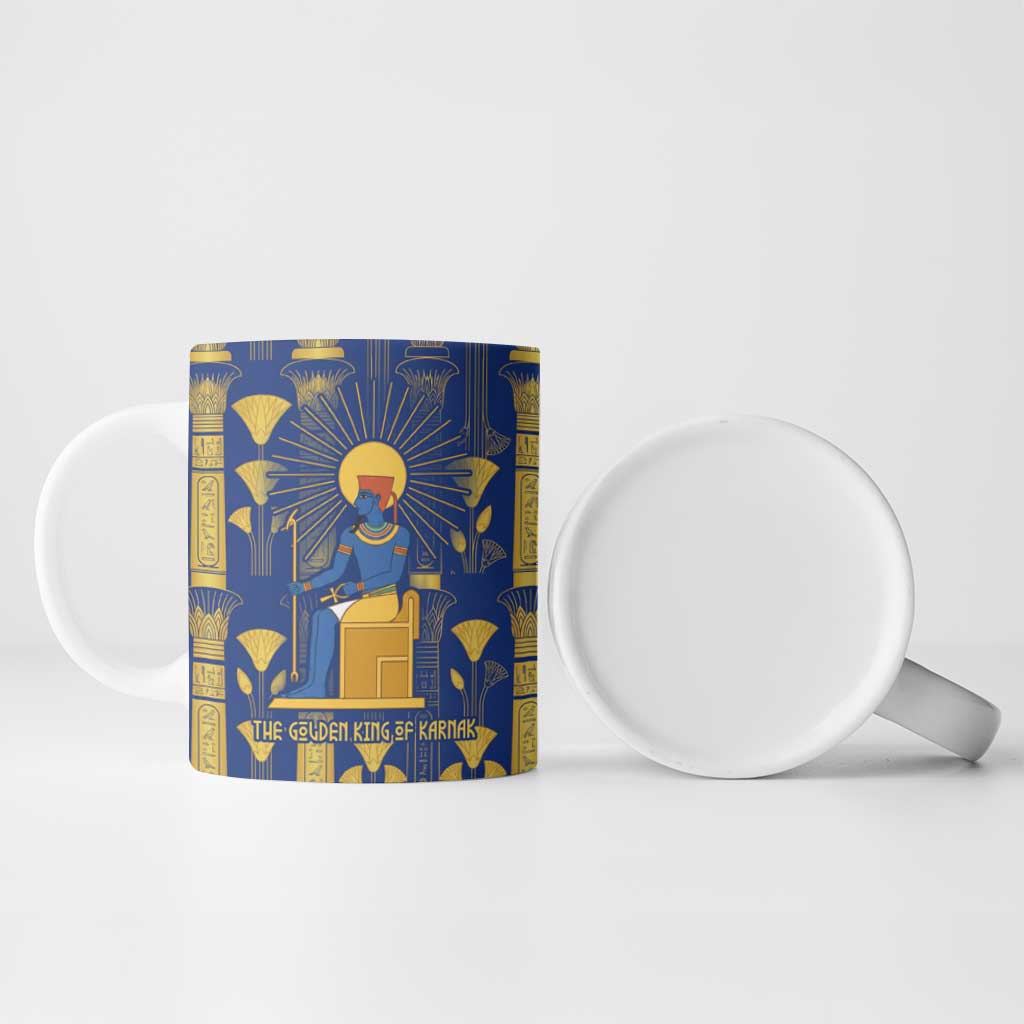 Amun Ceramic Mug Ancient Egyptian Hieroglyphic, Pharaoh and Scarab - African Pride