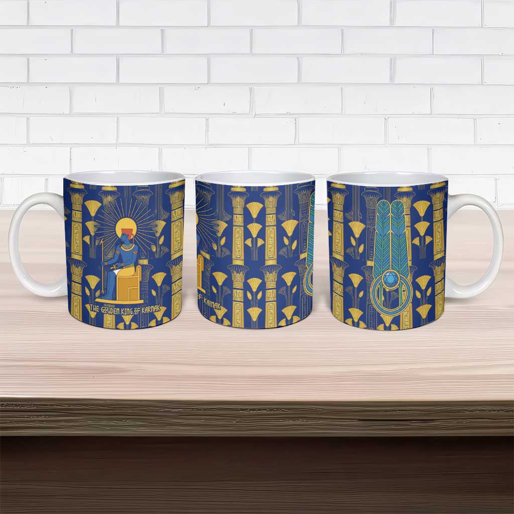 Amun Ceramic Mug Ancient Egyptian Hieroglyphic, Pharaoh and Scarab - African Pride