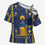 Amun Cross Shoulder Shirt Ancient Egyptian Hieroglyphic, Pharaoh and Scarab - African Pride