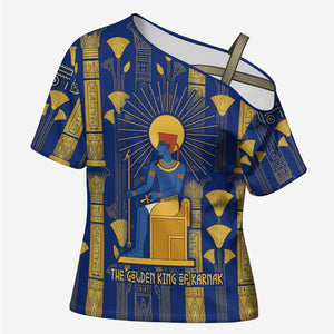 Amun Cross Shoulder Shirt Ancient Egyptian Hieroglyphic, Pharaoh and Scarab - African Pride