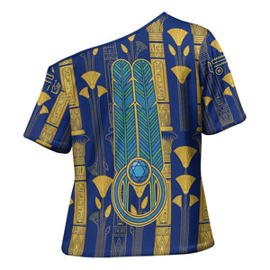 Amun Cross Shoulder Shirt Ancient Egyptian Hieroglyphic, Pharaoh and Scarab - African Pride