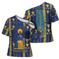 Amun Cross Shoulder Shirt Ancient Egyptian Hieroglyphic, Pharaoh and Scarab - African Pride