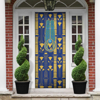 Amun Door Cover Ancient Egyptian Hieroglyphic, Pharaoh and Scarab - African Pride