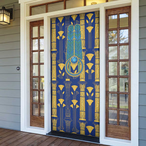 Amun Door Cover Ancient Egyptian Hieroglyphic, Pharaoh and Scarab - African Pride