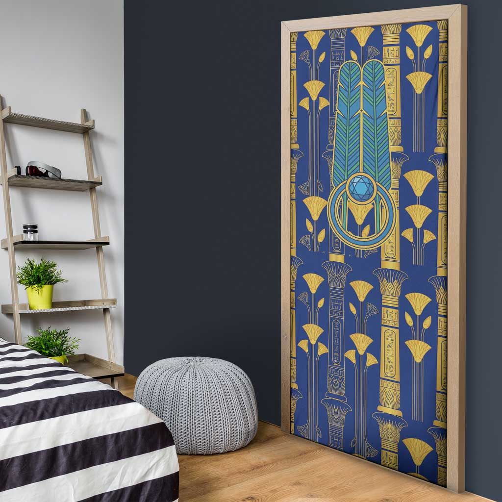 Amun Door Cover Ancient Egyptian Hieroglyphic, Pharaoh and Scarab - African Pride