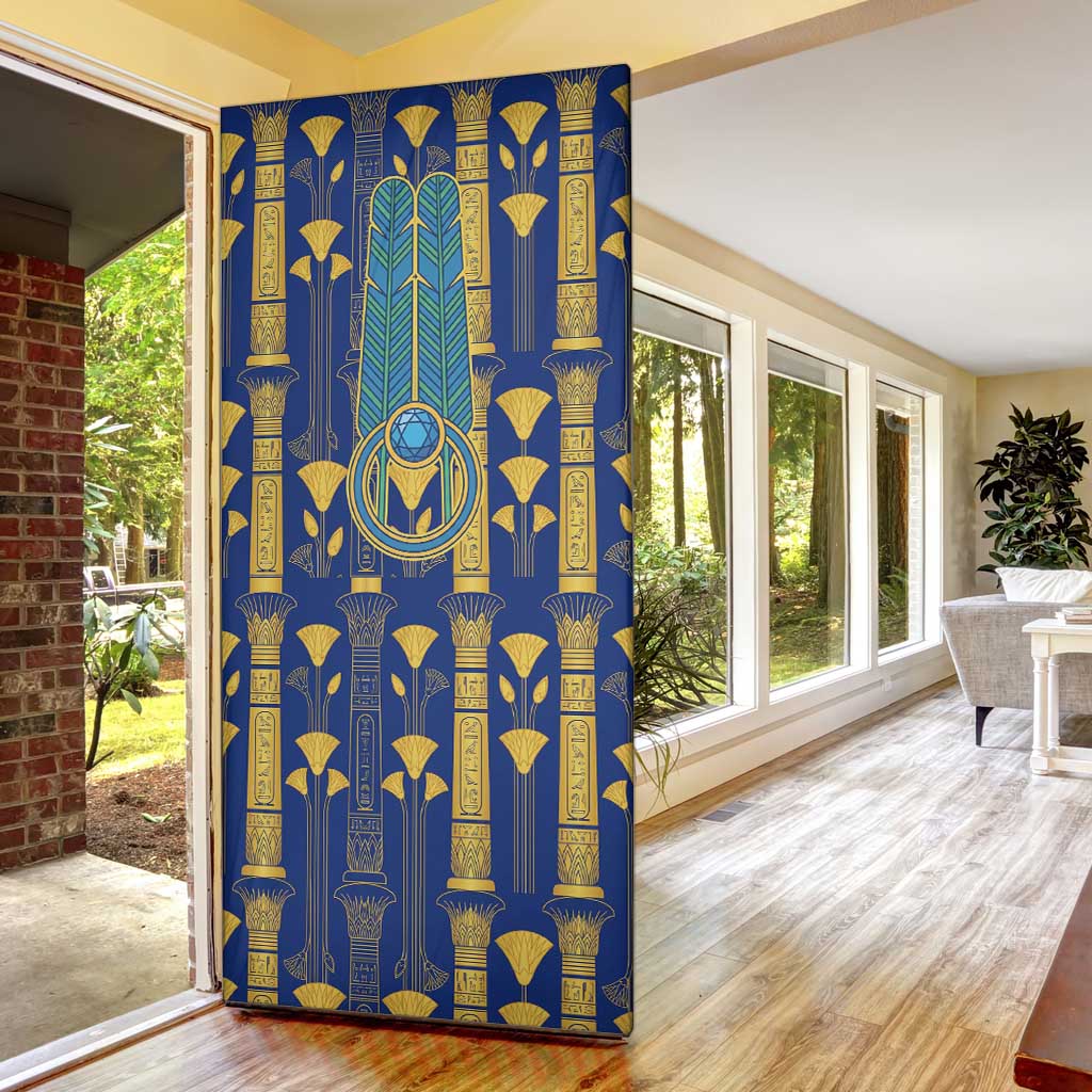 Amun Door Cover Ancient Egyptian Hieroglyphic, Pharaoh and Scarab - African Pride