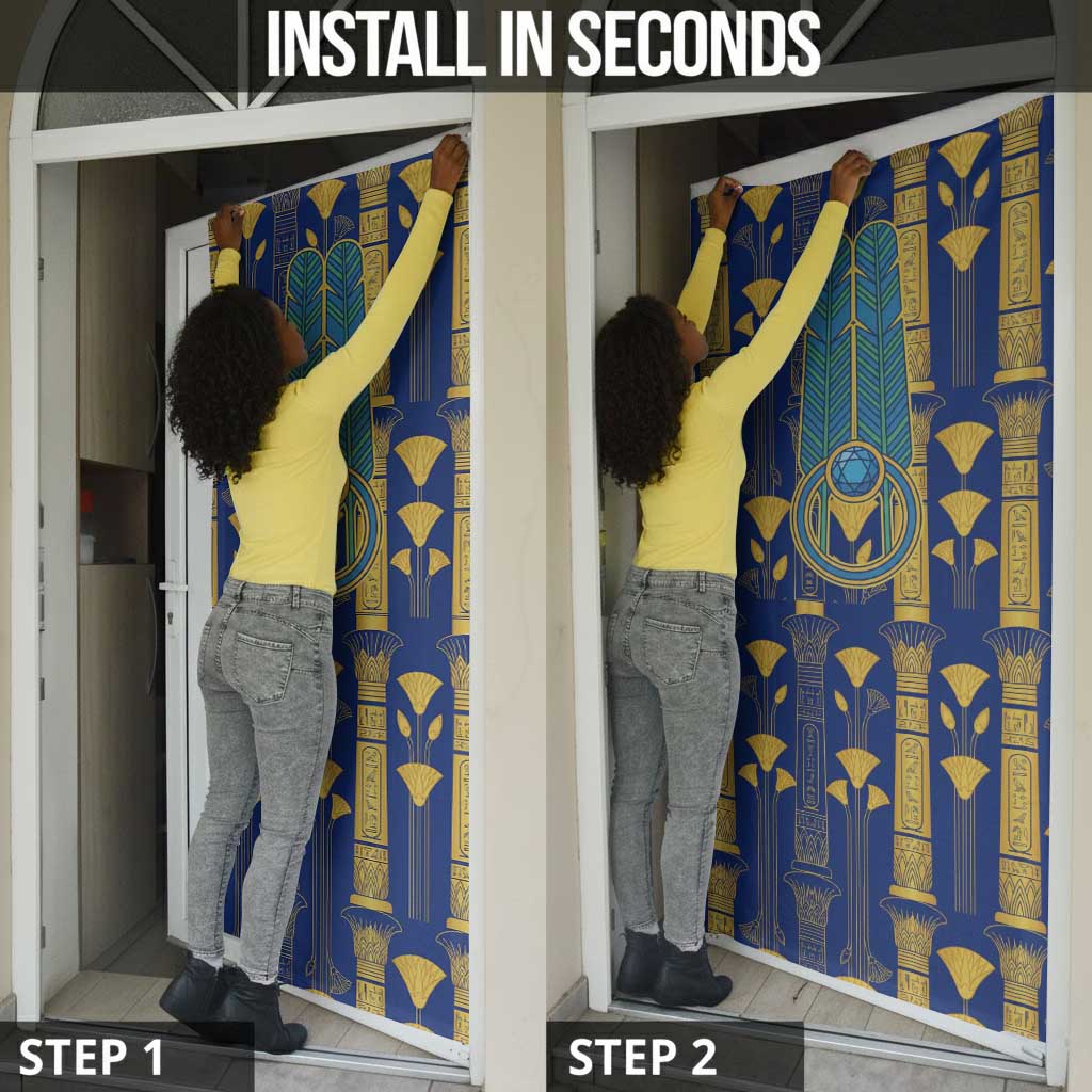 Amun Door Cover Ancient Egyptian Hieroglyphic, Pharaoh and Scarab - African Pride