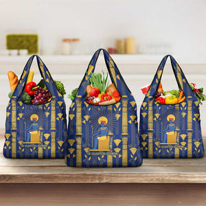 Amun Grocery Bag Ancient Egyptian Hieroglyphic, Pharaoh and Scarab - African Pride