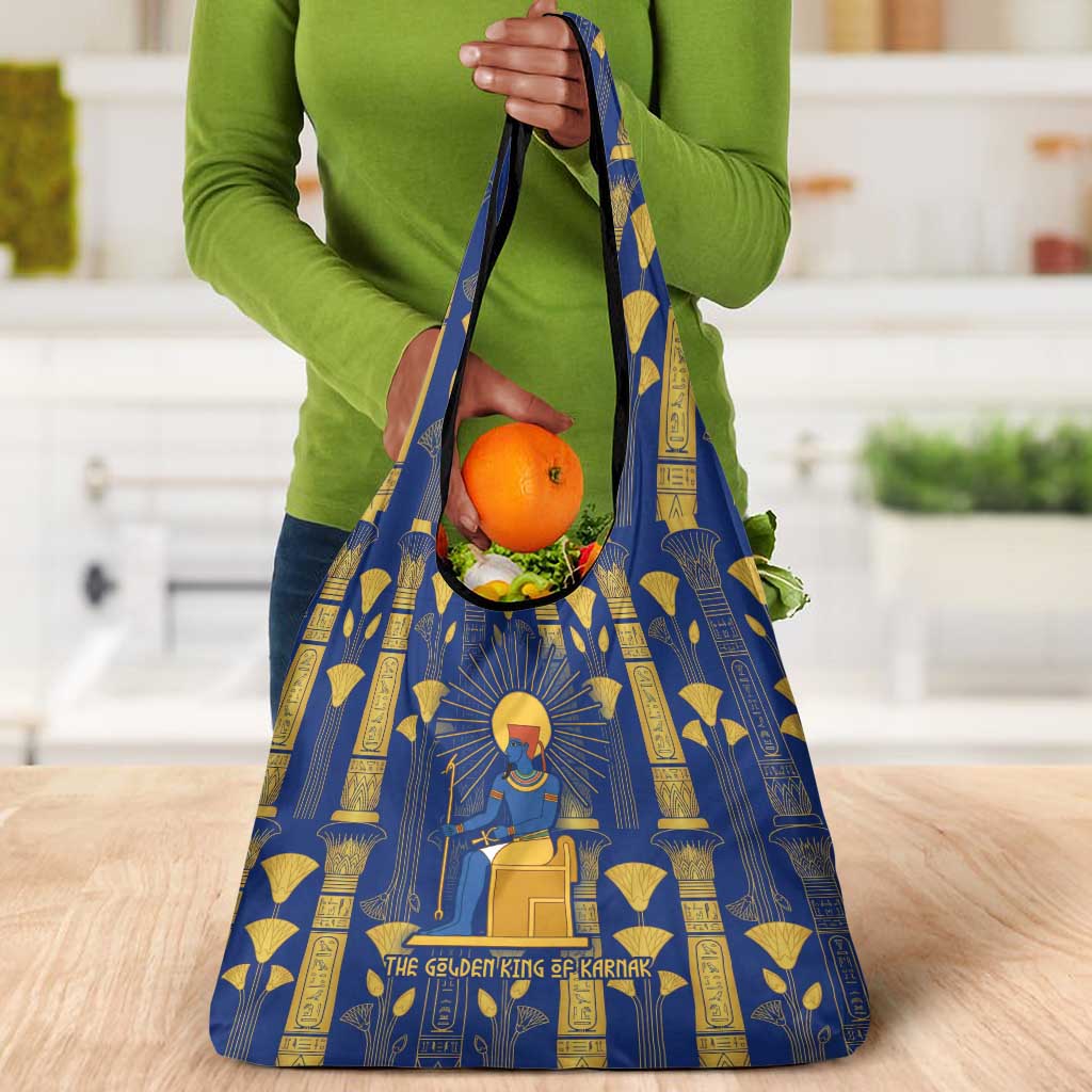 Amun Grocery Bag Ancient Egyptian Hieroglyphic, Pharaoh and Scarab - African Pride