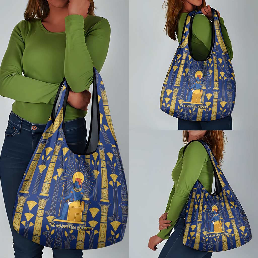 Amun Grocery Bag Ancient Egyptian Hieroglyphic, Pharaoh and Scarab - African Pride