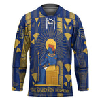 Amun Hockey Jersey Ancient Egyptian Hieroglyphic, Pharaoh and Scarab - African Pride