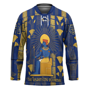 Amun Hockey Jersey Ancient Egyptian Hieroglyphic, Pharaoh and Scarab - African Pride