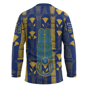 Amun Hockey Jersey Ancient Egyptian Hieroglyphic, Pharaoh and Scarab - African Pride