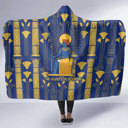 Amun Hooded Blanket Ancient Egyptian Hieroglyphic, Pharaoh and Scarab - African Pride